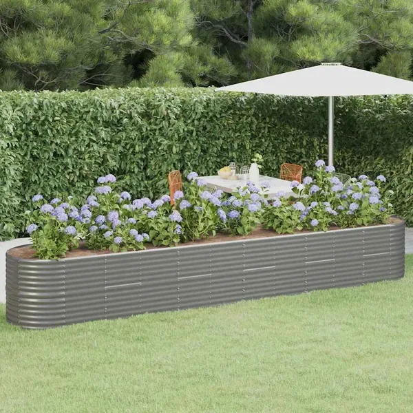 Lit surélevé de jardin Acier galvanisé 440x80x68 cm gris