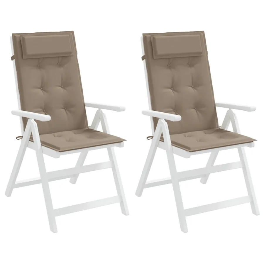 Coussins de chaise à dossier haut lot de 2 taupe tissu oxford - 4
