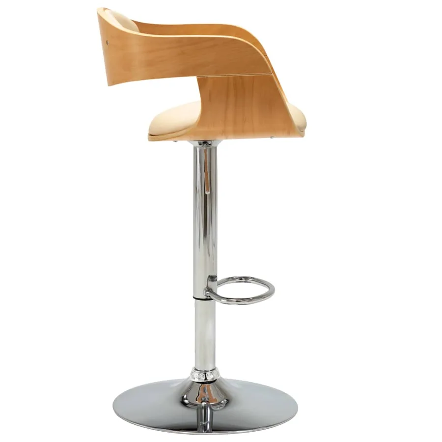 Chaises de bar lot de 2 crème bois courbé et similicuir - 5