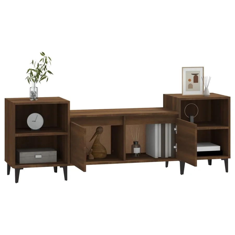 Meuble TV Chêne marron 160x35x55 cm Bois d'ingénierie - 4