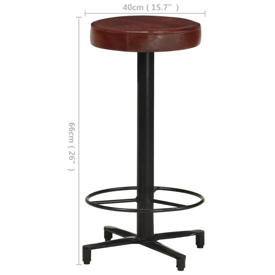 Tabourets de bar lot de 2 66 cm cuir véritable - 7