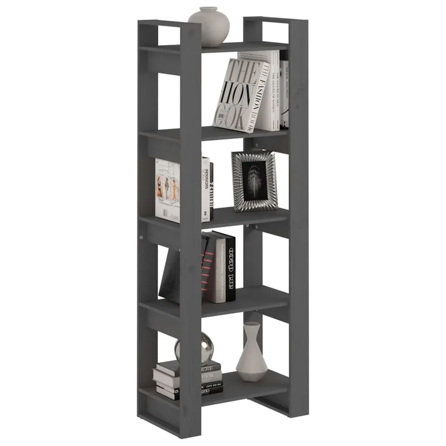 Bibliothèque/Séparateur de pièce Gris 60x35x160 cm Bois massif - 5