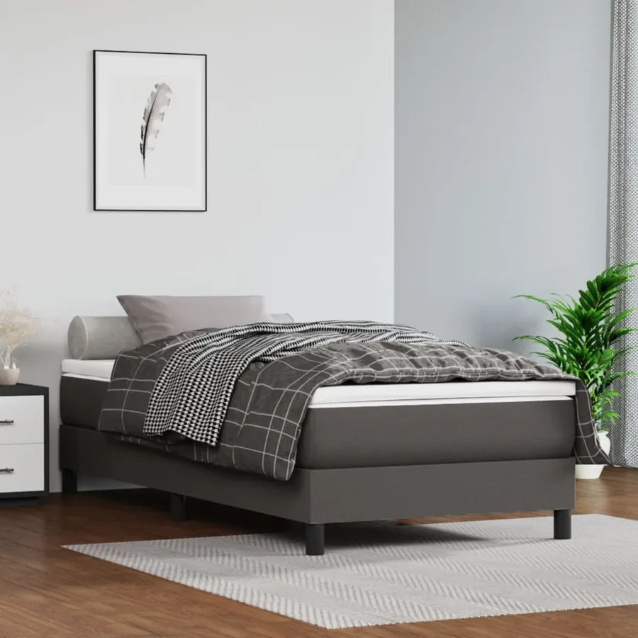 Matelas de lit à ressorts ensachés fermeté moyenne Gris 80x200x20 cm Similicuir