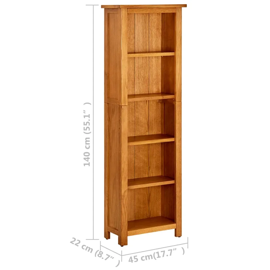 Bibliothèque à 5 étagères 45x22x140 cm Bois de chêne massif - 6