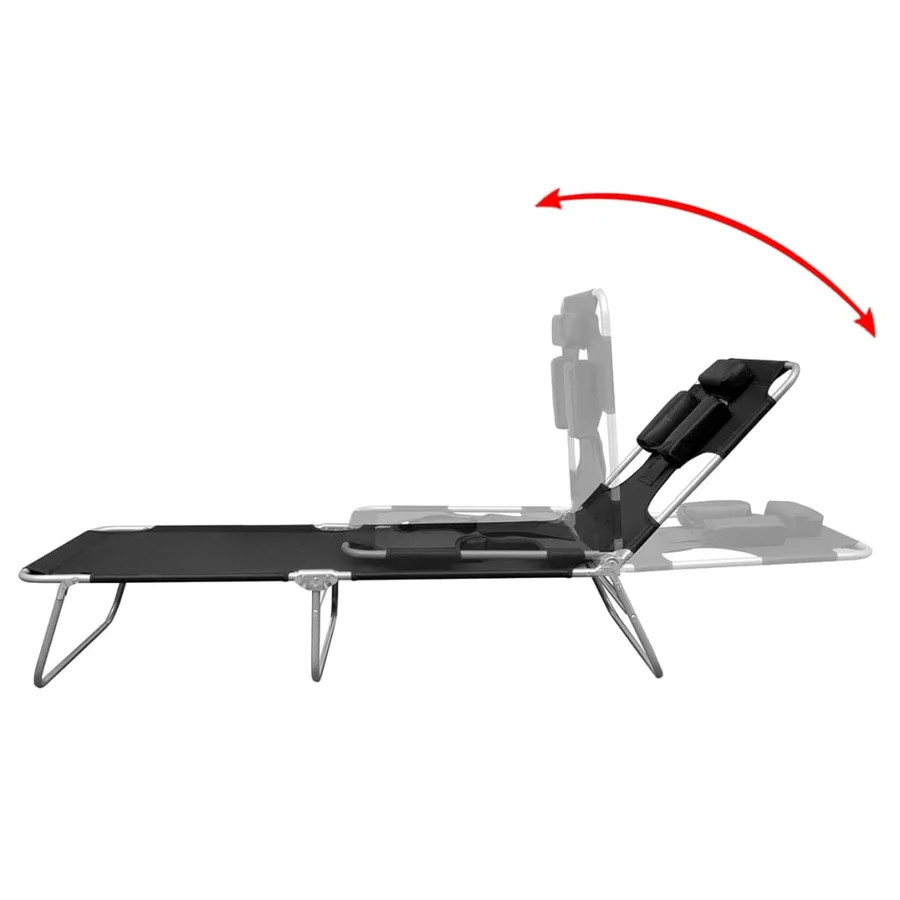 Chaise longue avec coussin de tête acier enduit de poudre vert - 10