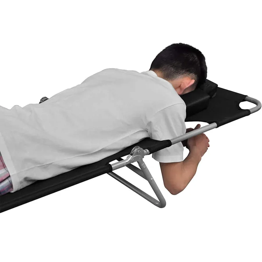Chaise longue avec coussin de tête acier enduit de poudre vert - 11