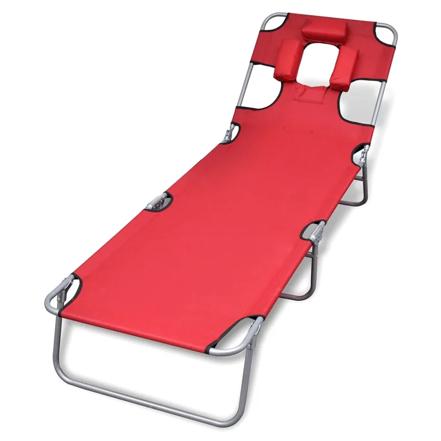Chaise longue avec coussin de tête acier enduit de poudre vert - 15