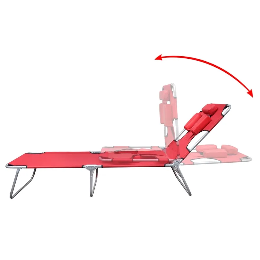 Chaise longue avec coussin de tête acier enduit de poudre vert - 17