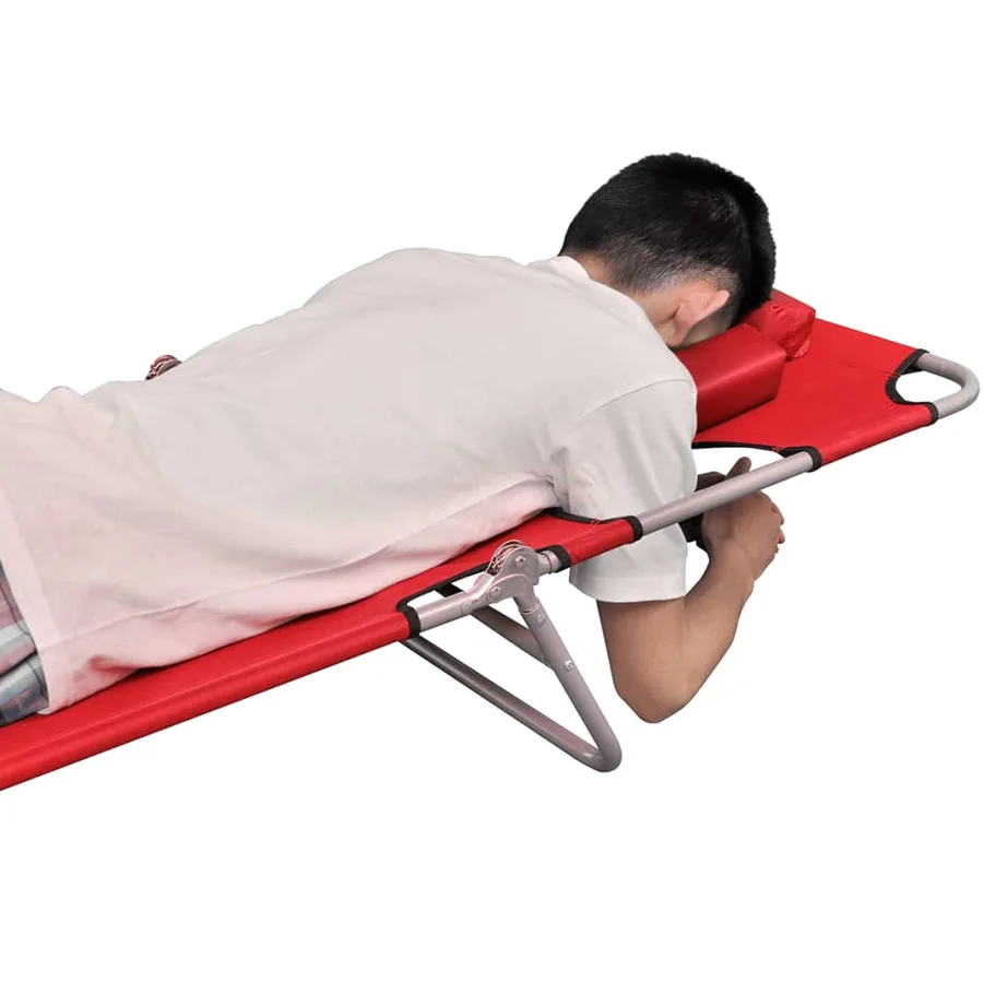 Chaise longue avec coussin de tête acier enduit de poudre vert - 18