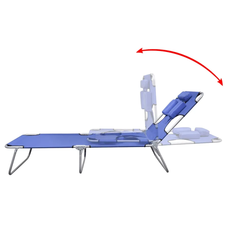 Chaise longue avec coussin de tête acier enduit de poudre vert - 24