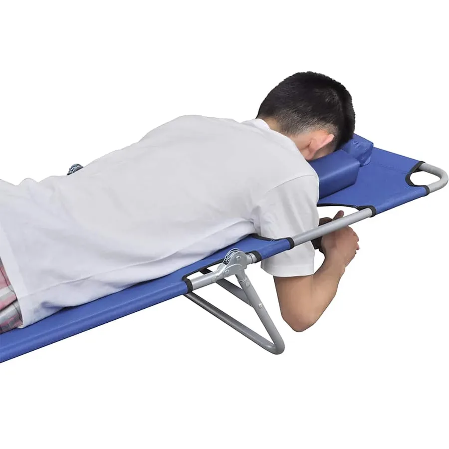 Chaise longue avec coussin de tête acier enduit de poudre vert - 25
