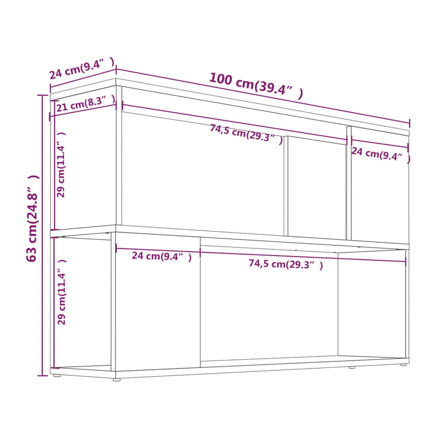 Bibliothèque Chêne fumé 100x24x63 cm Bois d'ingénierie - 7