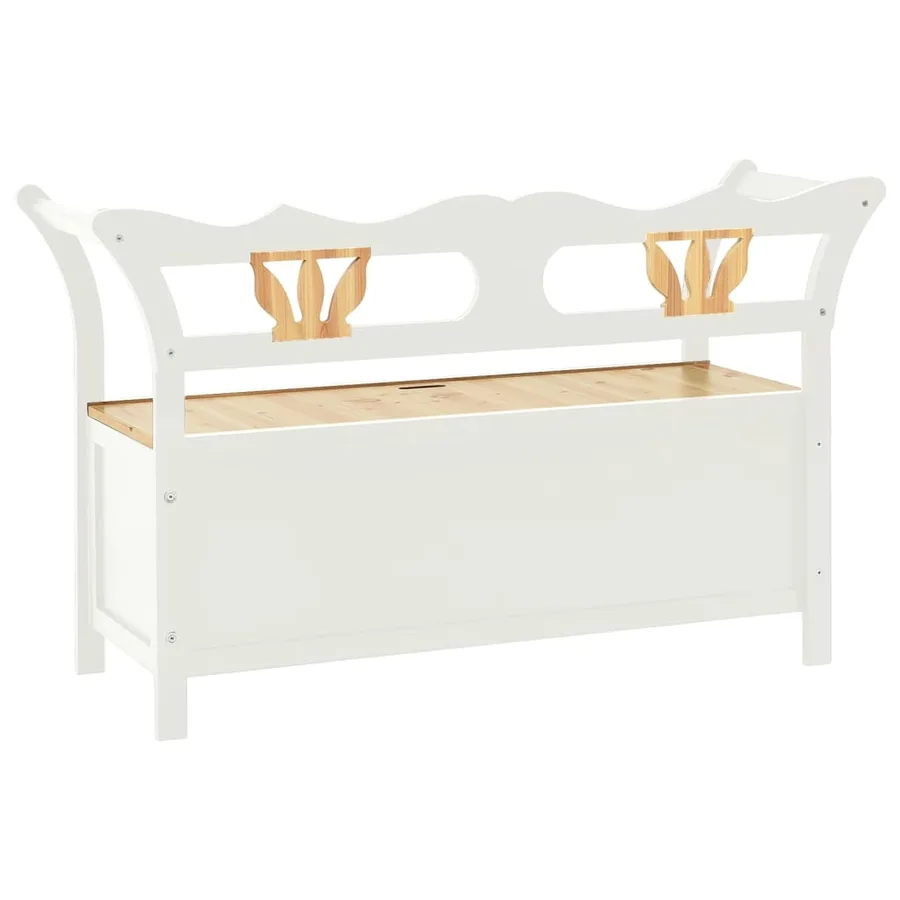 Banc Blanc 107x45x75,5 cm Bois de sapin solide - 5