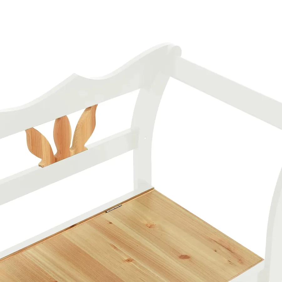 Banc Blanc 107x45x75,5 cm Bois de sapin solide - 6