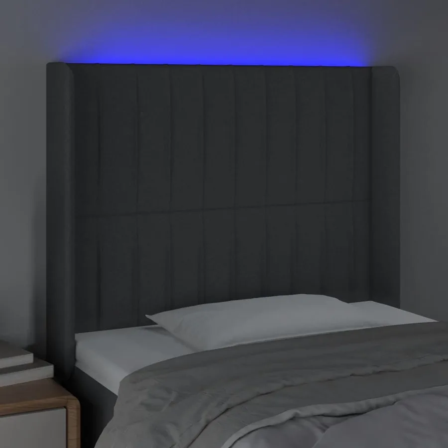 Tête de lit à LED Gris foncé 93x16x118/128 cm Tissu - 4