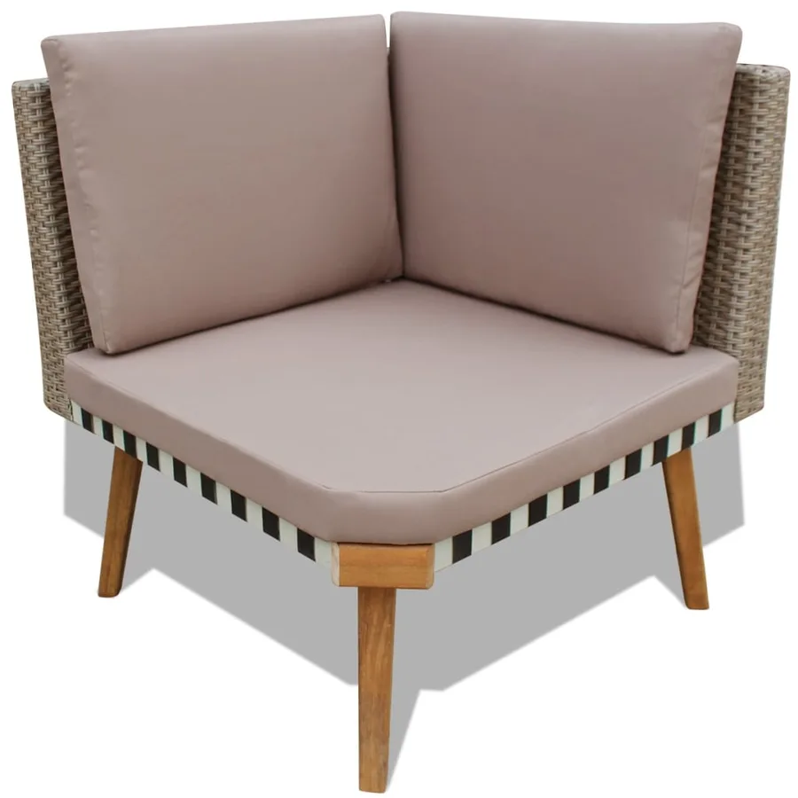 Salon de jardin 4 pcs avec coussins Résine tressée Gris - 6