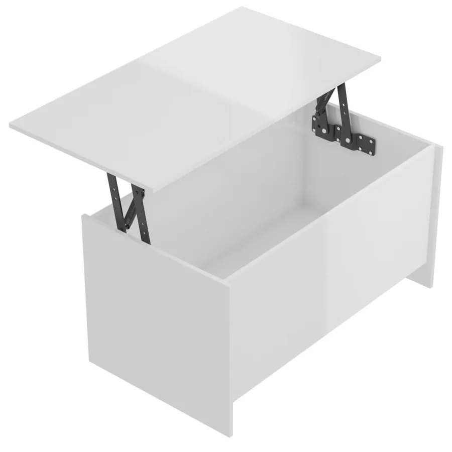 Table basse blanc brillant 102x55,5x52,5 cm bois d'ingénierie - 6