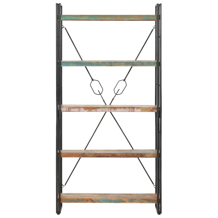 Bibliothèque 5 niveaux 90x30x180 cm Bois solide de récupération - 2