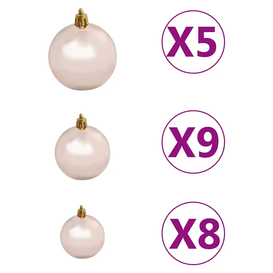 Demi-arbre de Noël artificiel pré-éclairé et boules vert 120 cm - 8