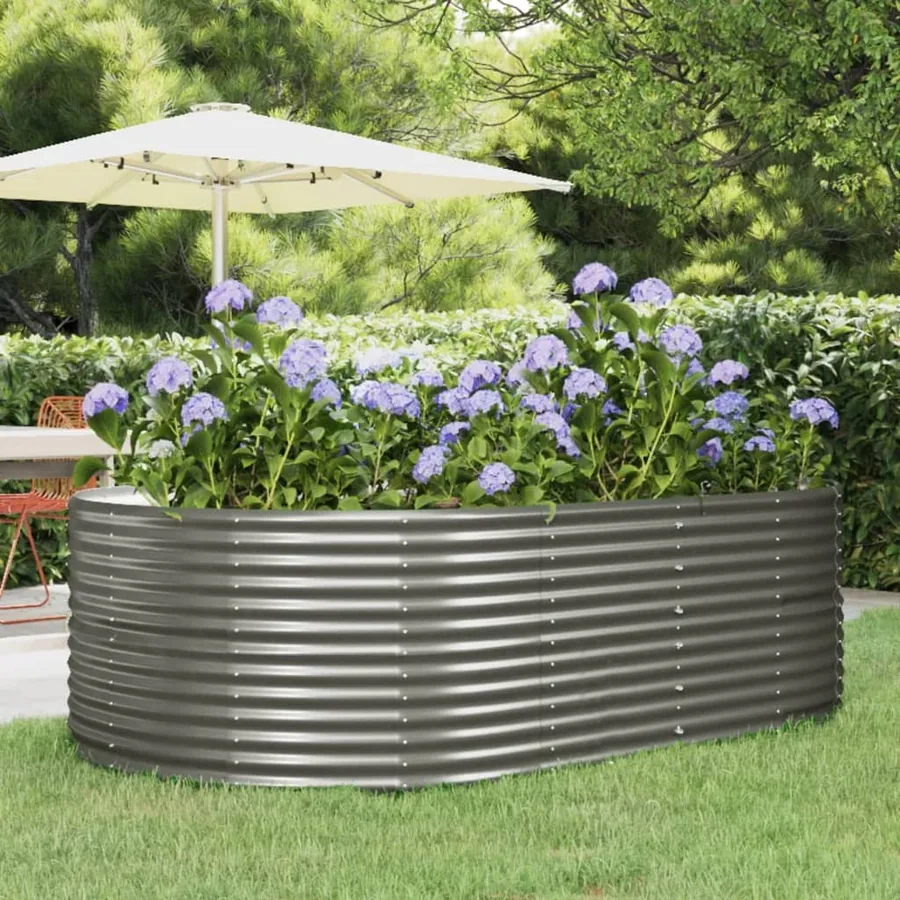 Lit surélevé de jardin Gris 212x140x68cm Acier galvanisé