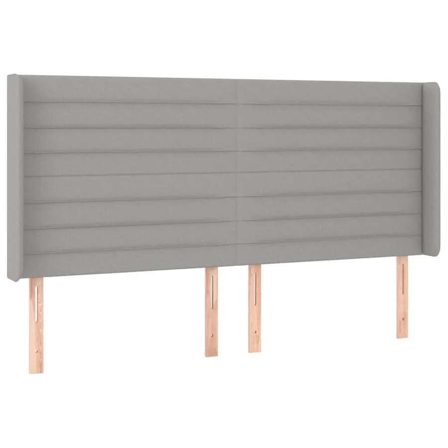 Tête de lit avec oreilles Gris clair 203x16x118/128 cm Tissu - 2