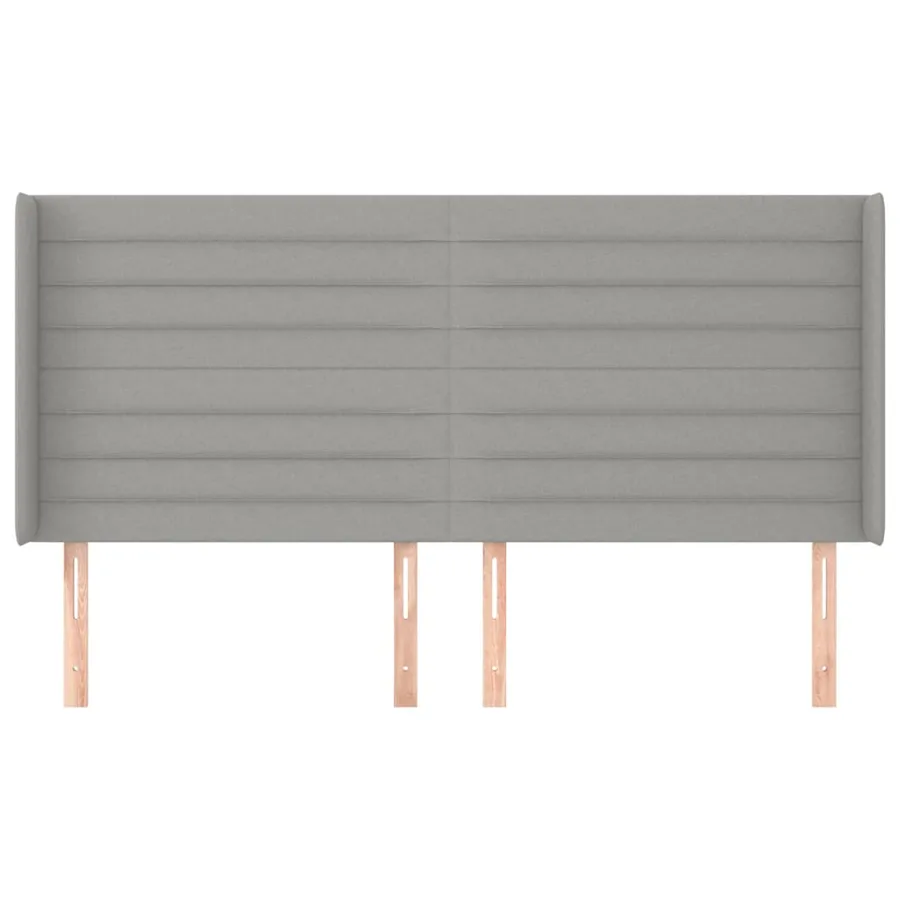 Tête de lit avec oreilles Gris clair 203x16x118/128 cm Tissu - 3