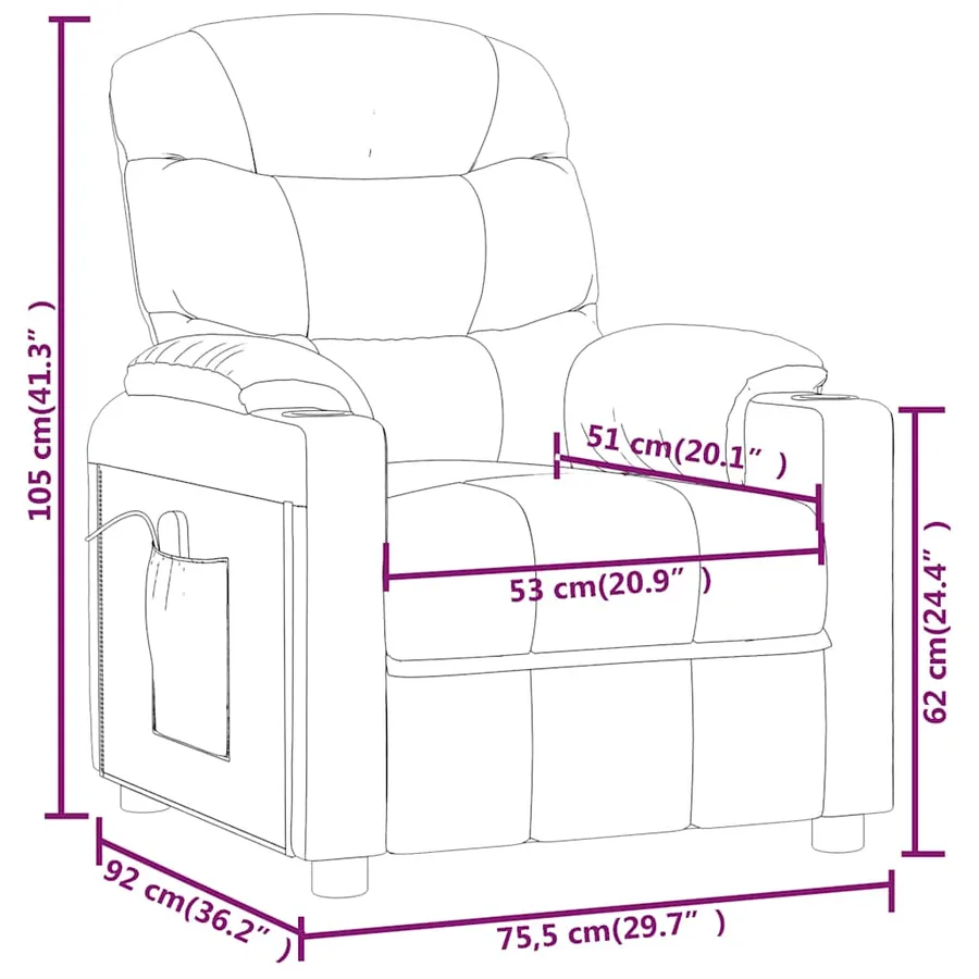 Fauteuil de massage Taupe Tissu - 9