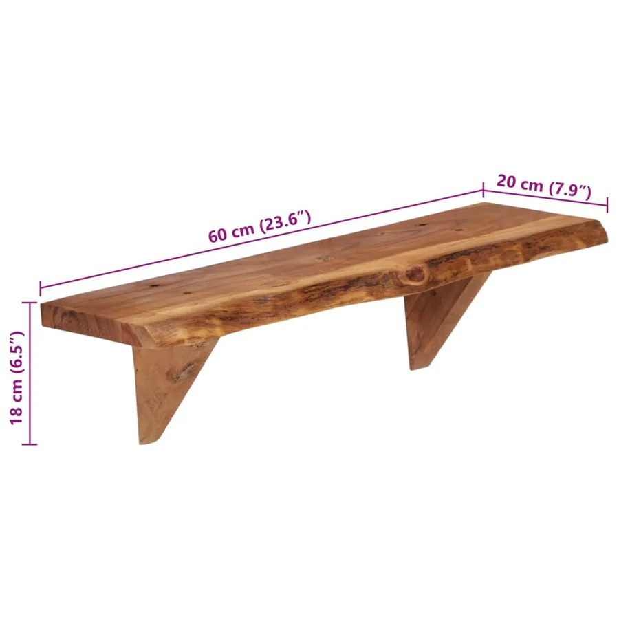 Étagères murales 2 pcs 60x20x18 cm Bois d'acacia massif - 11