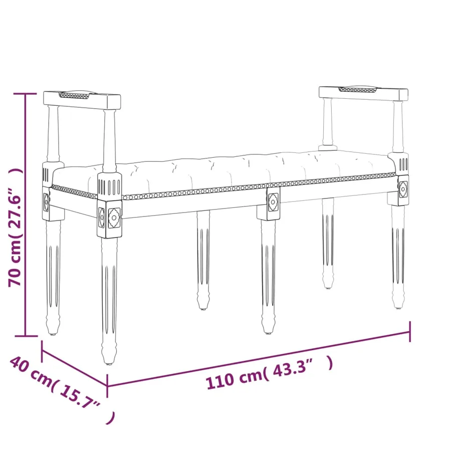 Banc Gris clair 110x40x70 cm Velours - 7