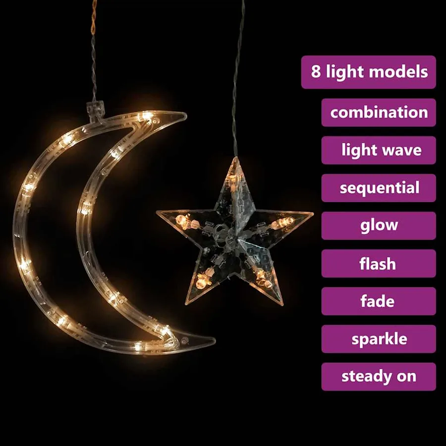 Guirlande lumineuse étoile et lune avec télécommande 138 LED - 4