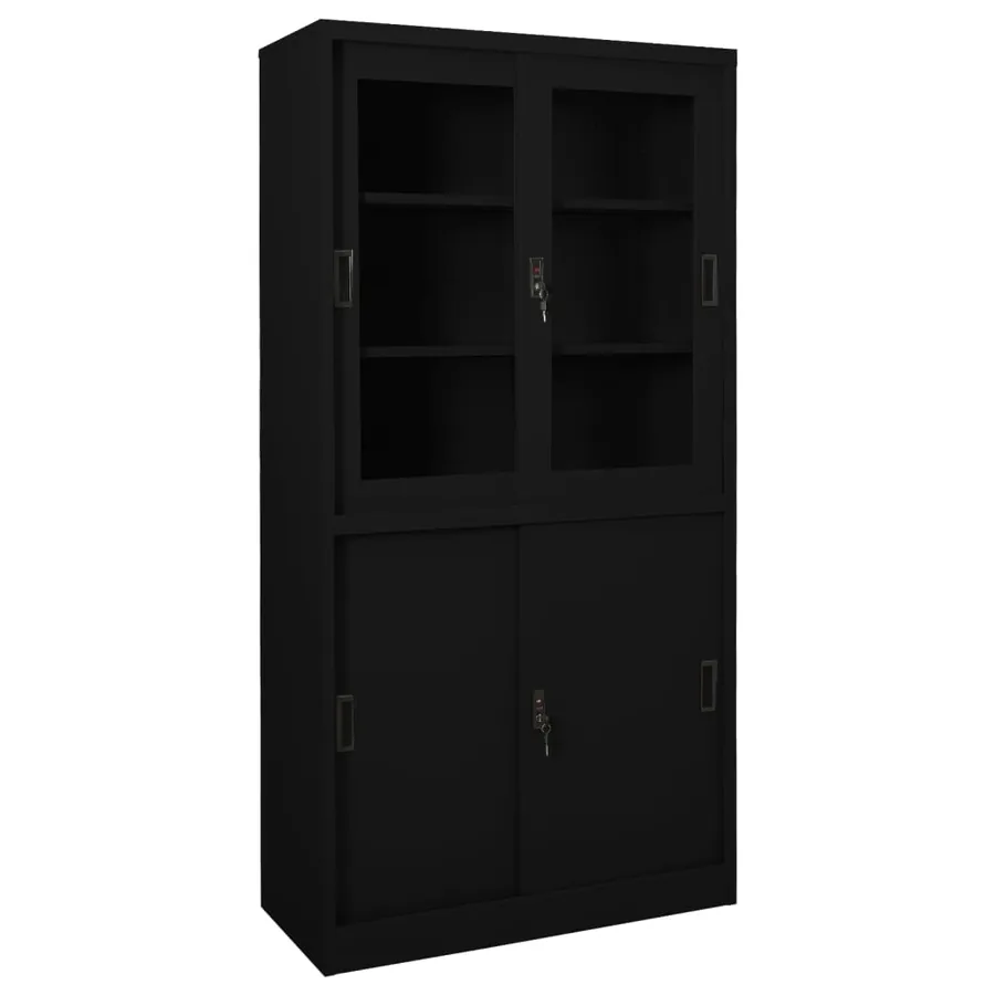 Armoire de bureau et porte coulissante Blanc 90x40x180 cm Acier