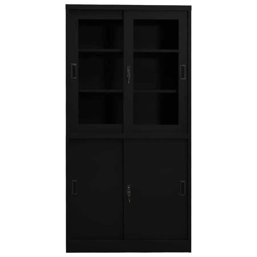 Armoire de bureau et porte coulissante Blanc 90x40x180 cm Acier - 2