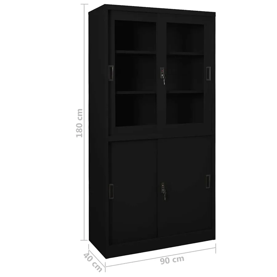 Armoire de bureau et porte coulissante Blanc 90x40x180 cm Acier - 8