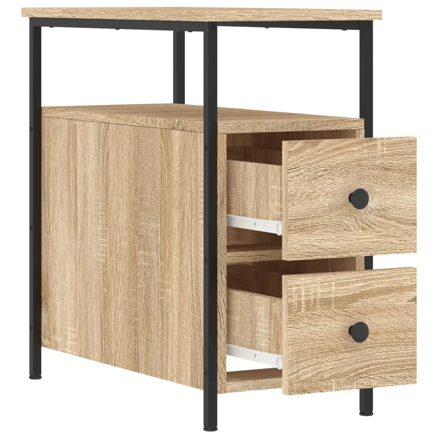 Table de chevet chêne sonoma 30x60x60 cm bois d'ingénierie - 6