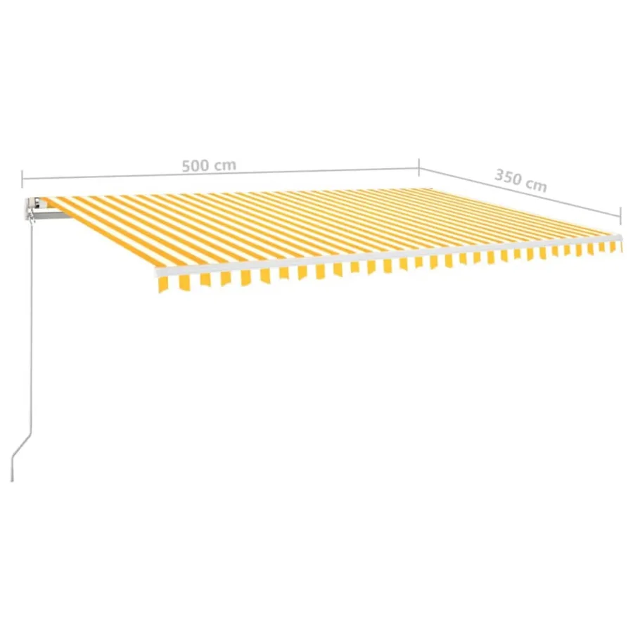 Auvent manuel rétractable avec LED 500x350 cm Jaune et blanc - 7