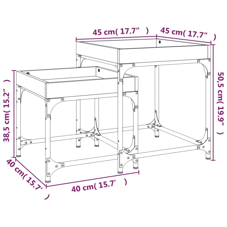 Tables d'appoint 2 pcs Chêne fumé Bois d'ingénierie - 12