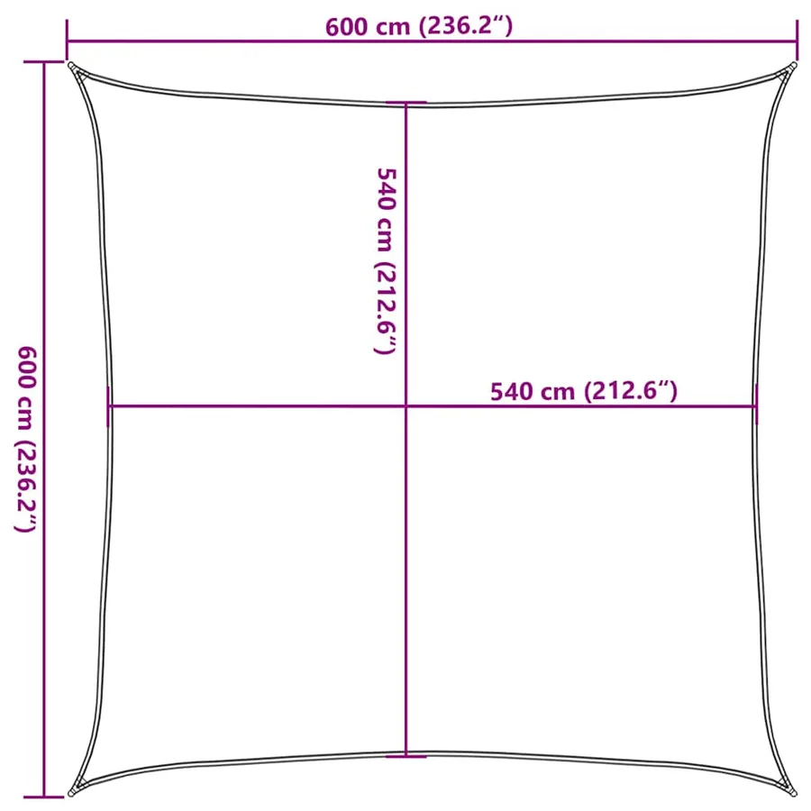 Voile d'ombrage 160 g/m² Beige 6x6 m PEHD - 10
