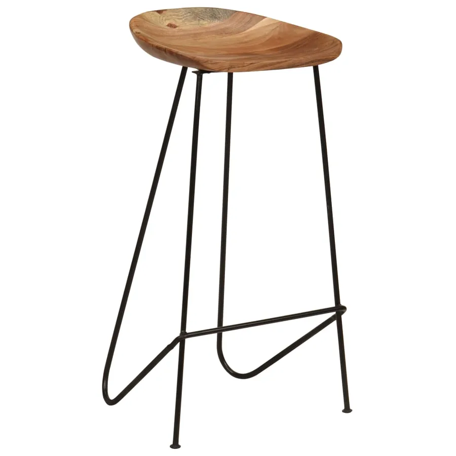 Tabourets de bar lot de 2 bois d'acacia massif - 2