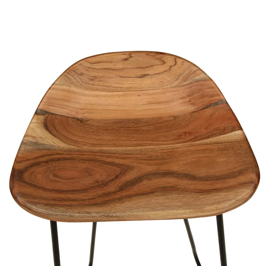 Tabourets de bar lot de 2 bois d'acacia massif - 7