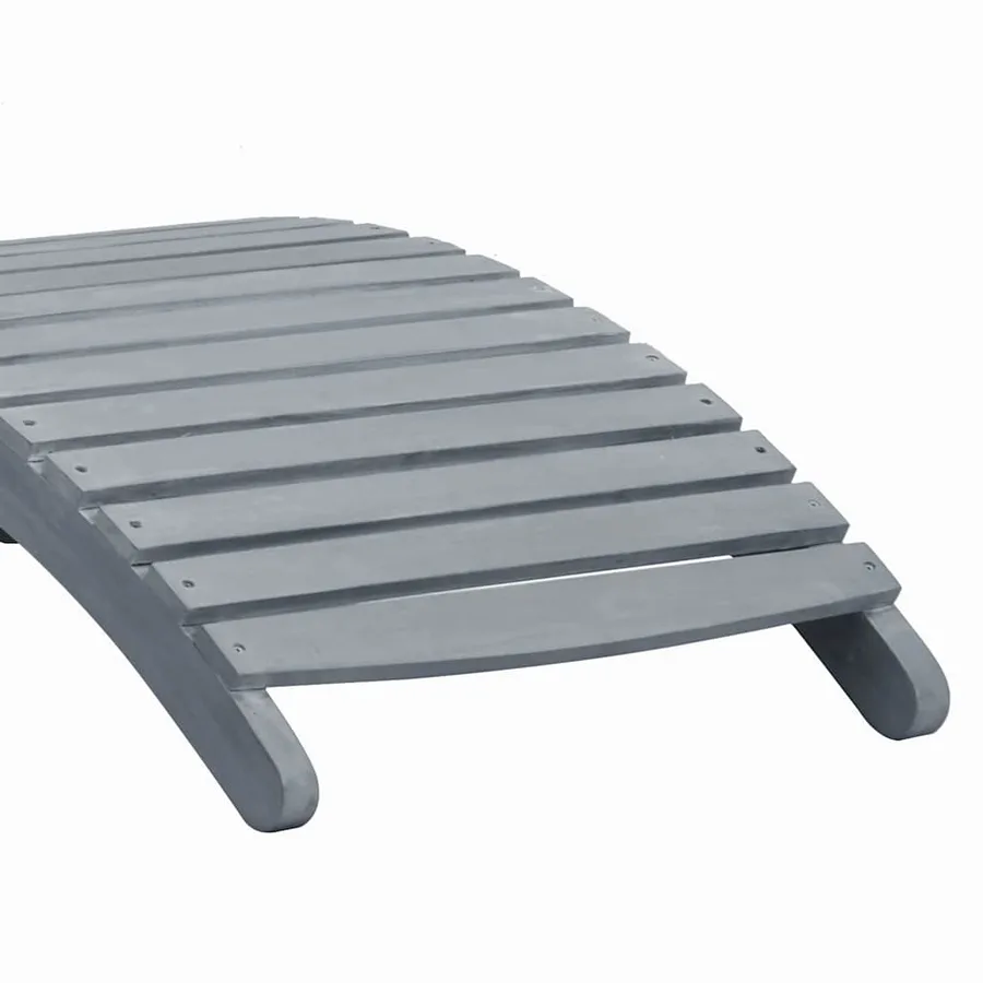 Chaise longue avec coussin Gris Bois d'acacia solide - 7
