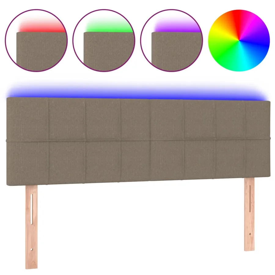 Tête de lit à LED Taupe 144x5x78/88 cm Tissu - 2
