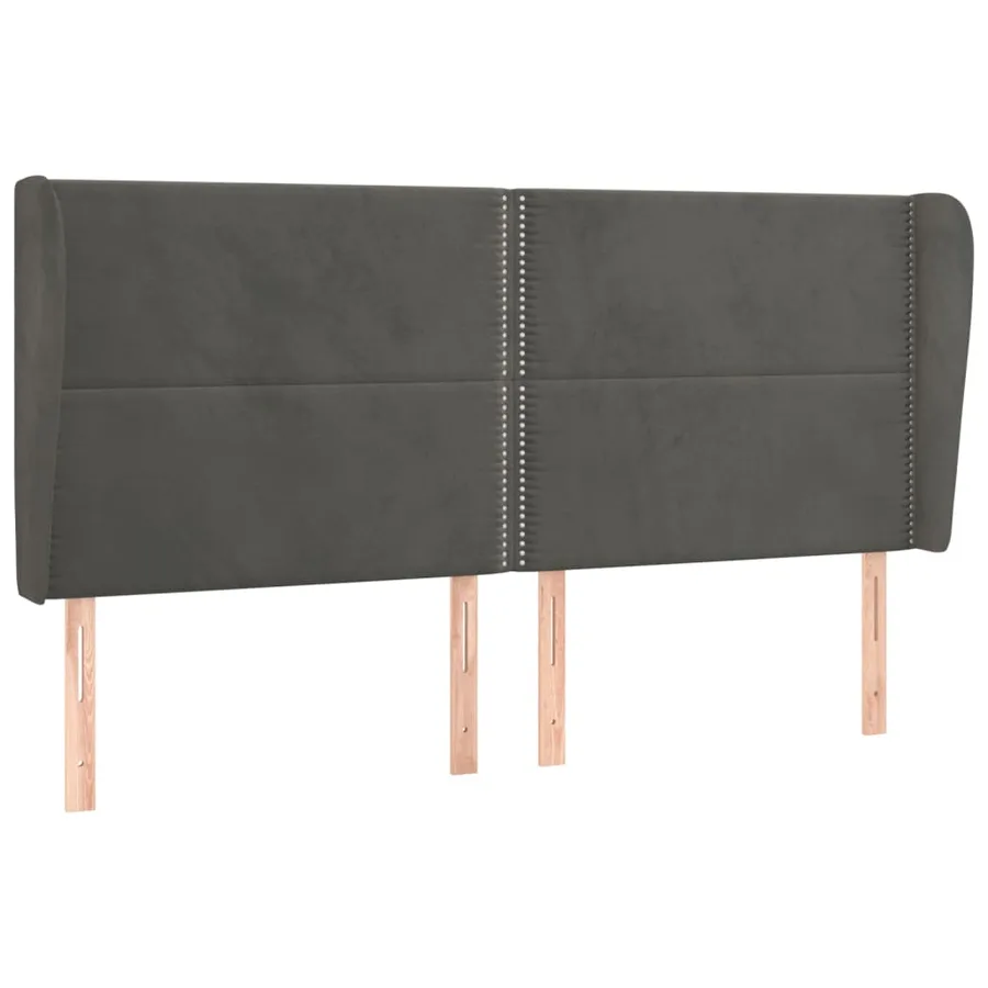 Tête de lit avec oreilles Gris foncé 203x23x118/128 cm Velours - 2