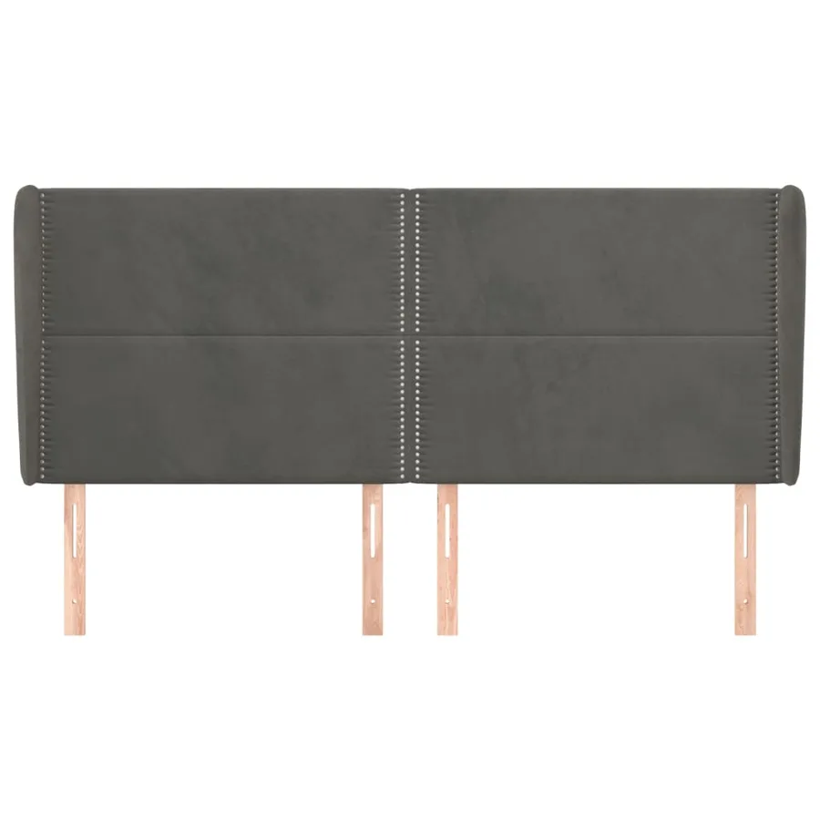 Tête de lit avec oreilles Gris foncé 203x23x118/128 cm Velours - 3