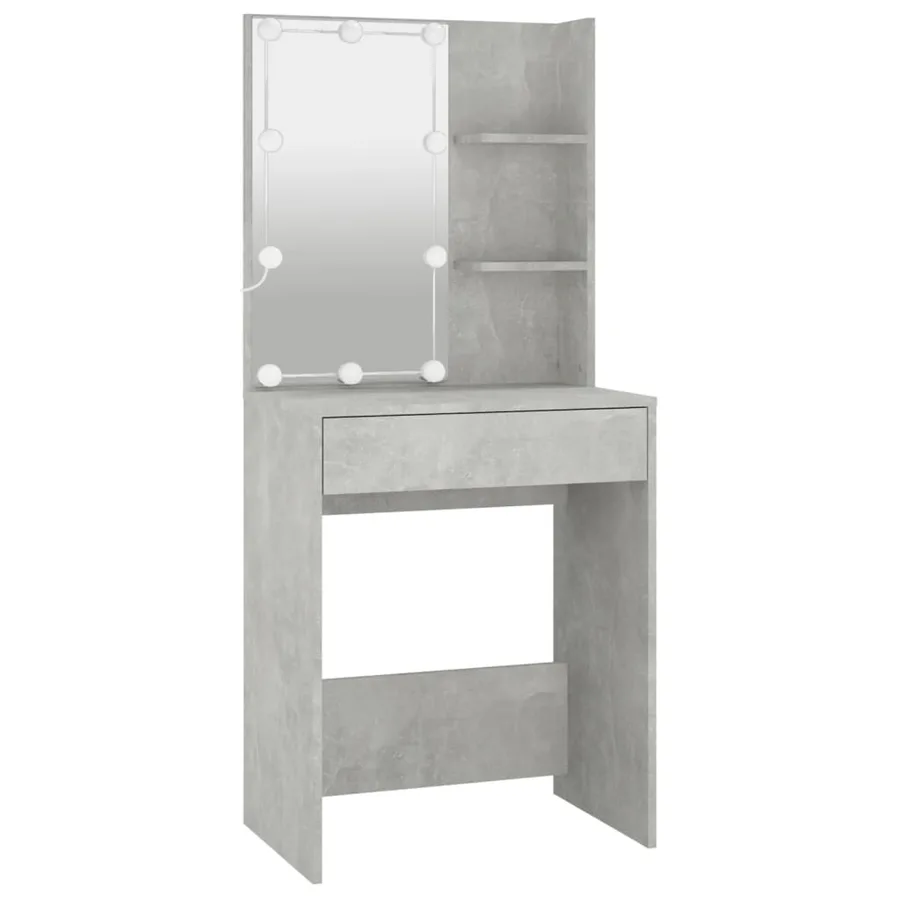 Coiffeuse à LED avec armoire Gris béton Bois d'ingénierie - 8