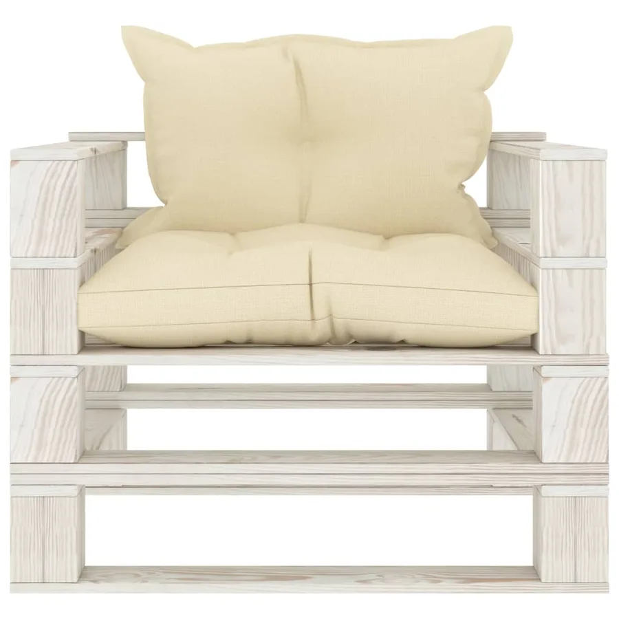 Canapé palette de jardin avec coussins crème Bois - 2