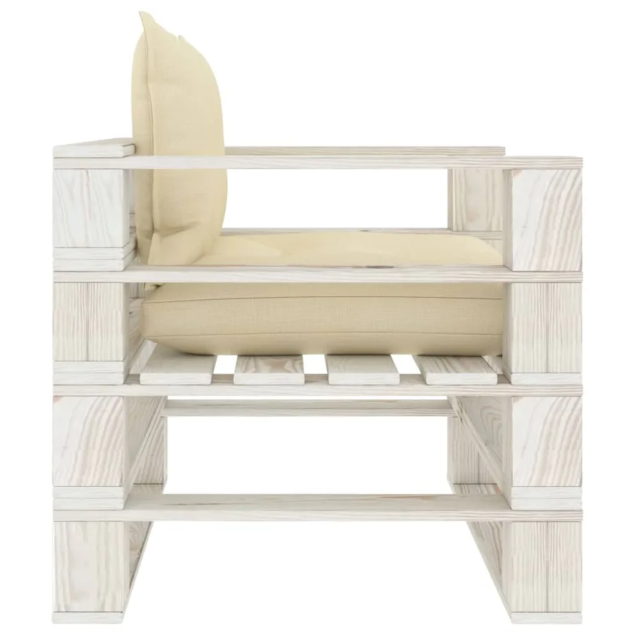 Canapé palette de jardin avec coussins crème Bois - 3