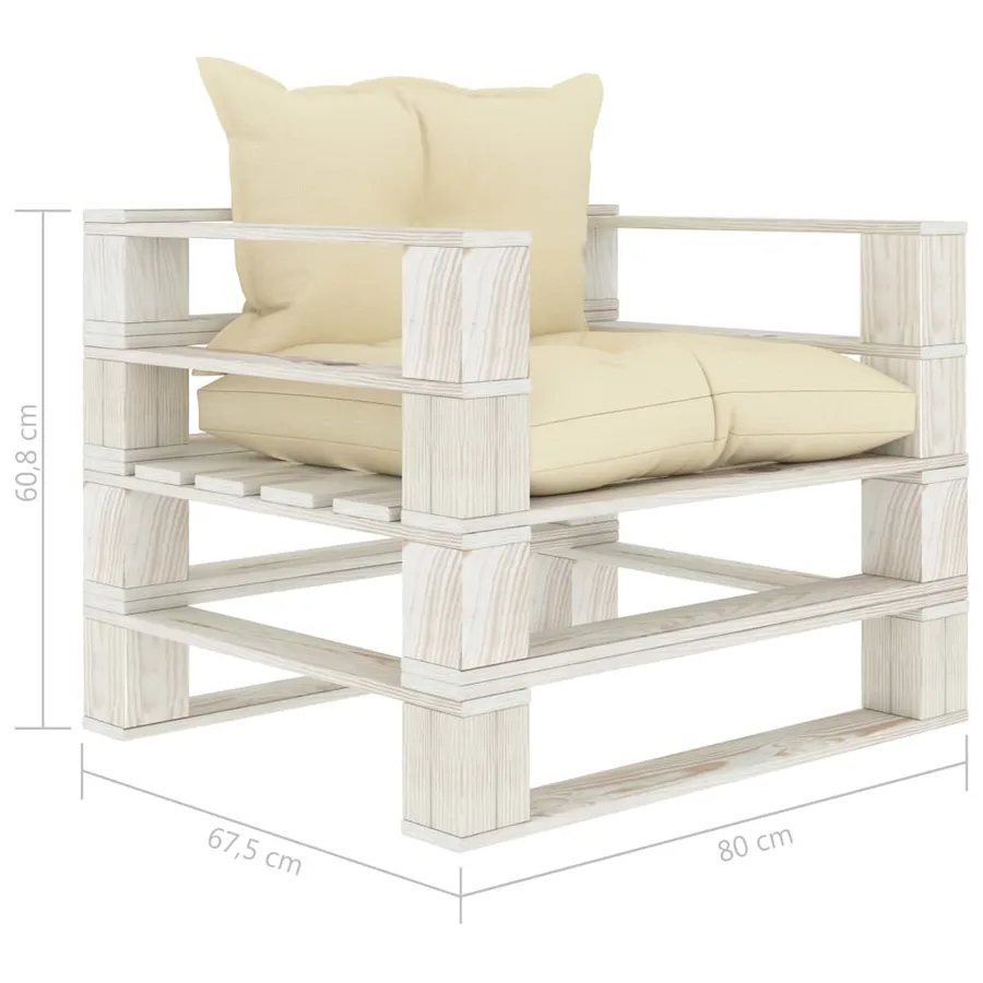 Canapé palette de jardin avec coussins crème Bois - 7
