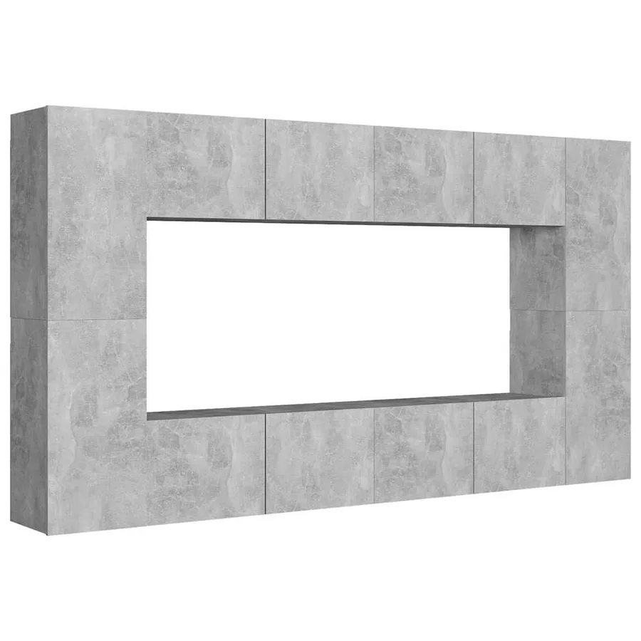 Ensemble de meubles TV 8 pcs Gris béton Bois d'ingénierie - 2