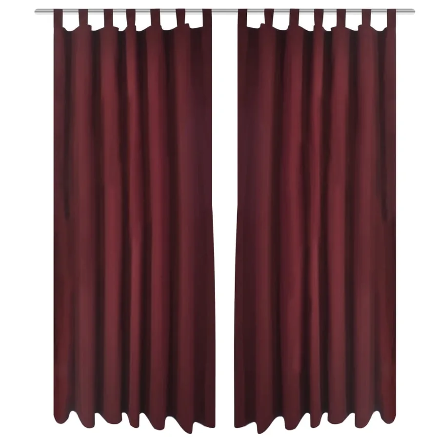 2 pcs Rideau à Passant Micro Satin Bordeaux 140 x 225 cm