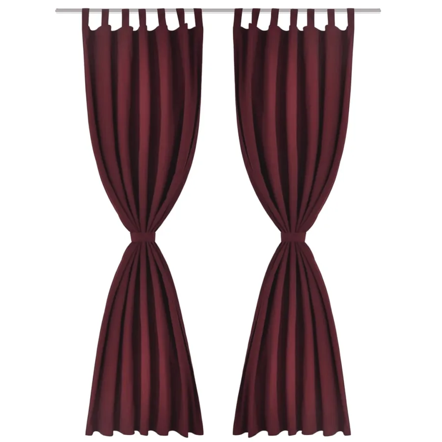 2 pcs Rideau à Passant Micro Satin Bordeaux 140 x 225 cm - 2